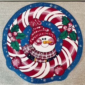 Placemat Daisy Kingdom Set of 3 Christmas Winter Snowman 2001 Vtg 16" Vinyl